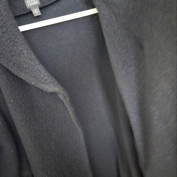 Eileen Fisher Black wool blend single button winter coat | size large - Picture 9 of 9